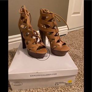 Steve Madden Dreamgrl Tan Leather Heels